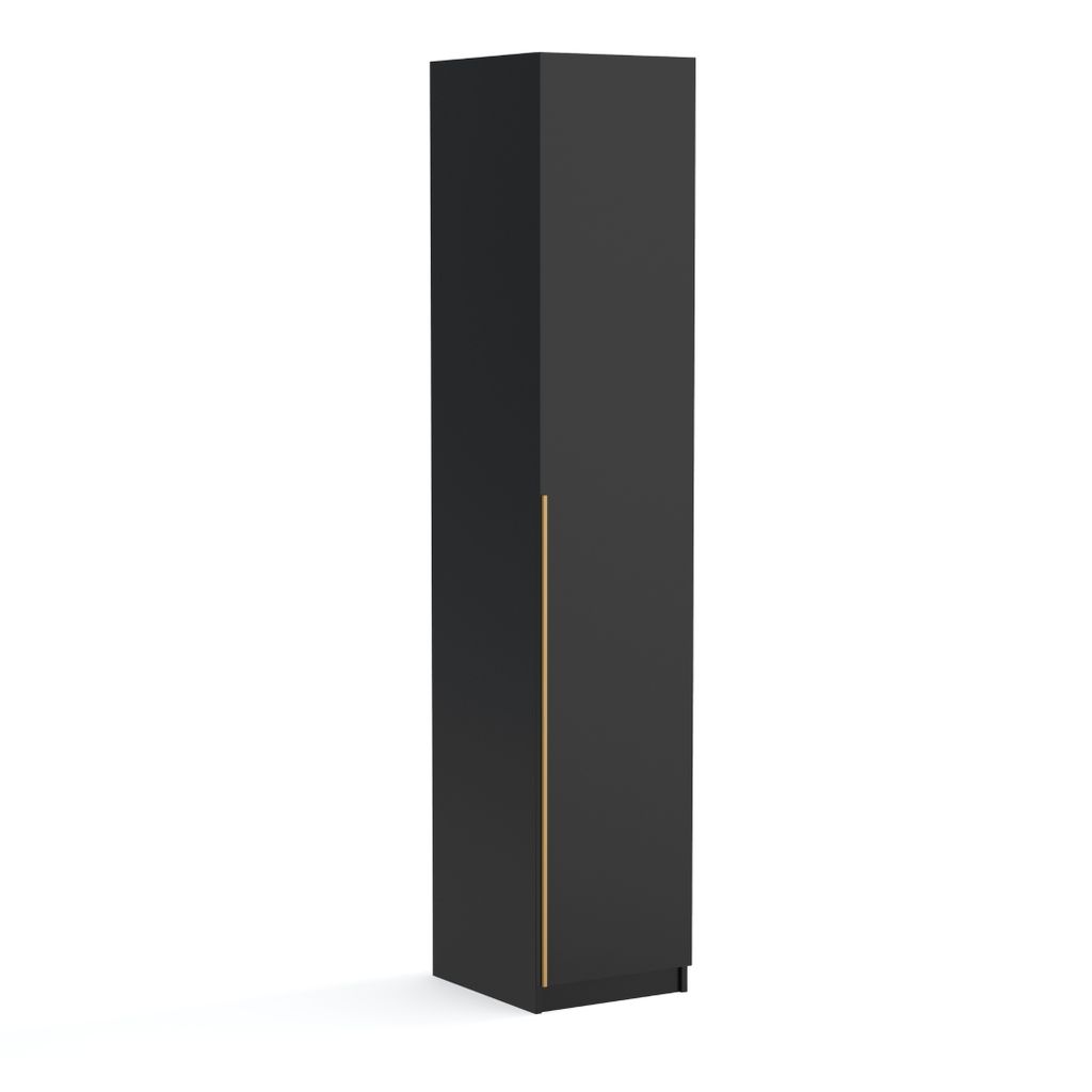 Kleiderschrank, Drehtürenschrank, 1-türig, 45cm breit, matt, Pablo schwarz gold