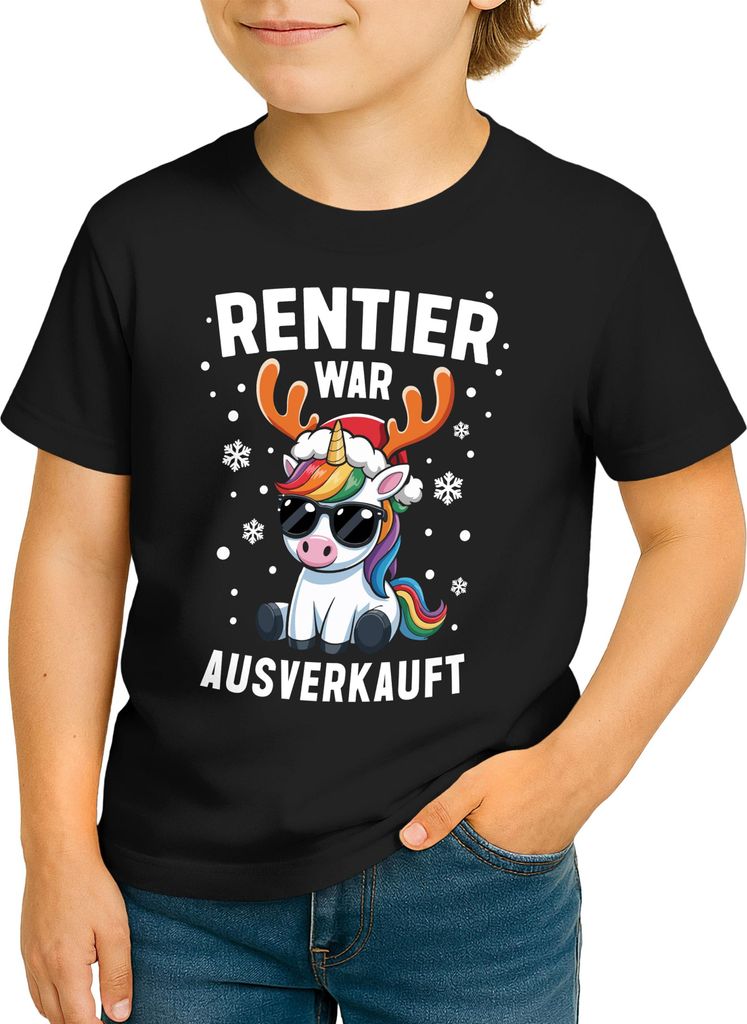 Kinder T-Shirt Weihnachten Spruch Rentier Einhorn Schaf Ente Katze Design für Mädchen Jungen XMAS Outfit Moonworks