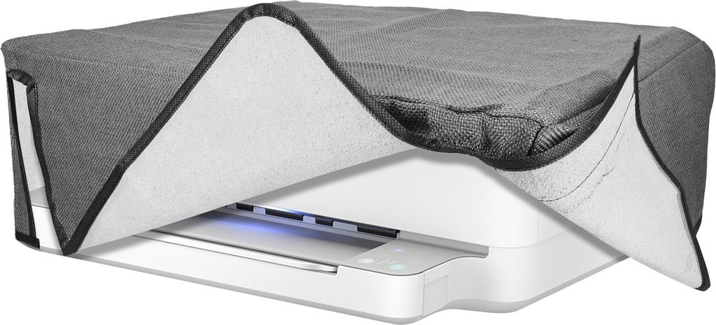 kwmobile Drucker Schützhülle kompatibel mit HP Envy 6020e / Envy 6055e Hülle - Printer Cover aus Leinen - Staubschutzhülle für Drucker - Dunke...
