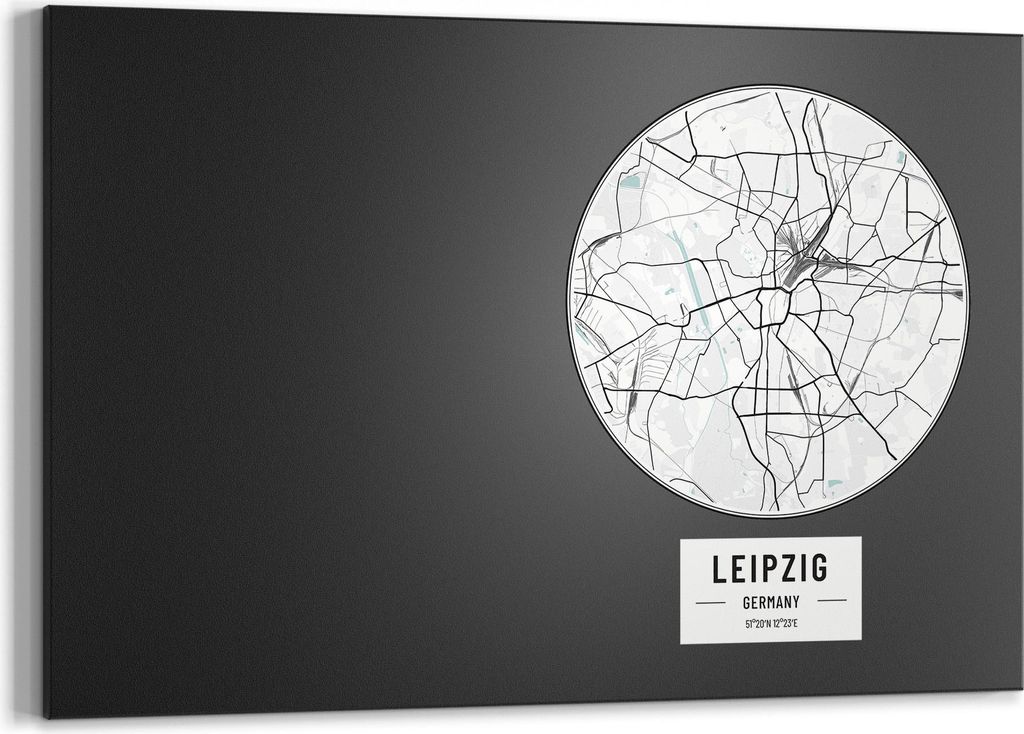 DEQORI Kreidetafel 60x40 cm 'Stadtplan Leipzig' Tafel Wandtafel Schreibtafel