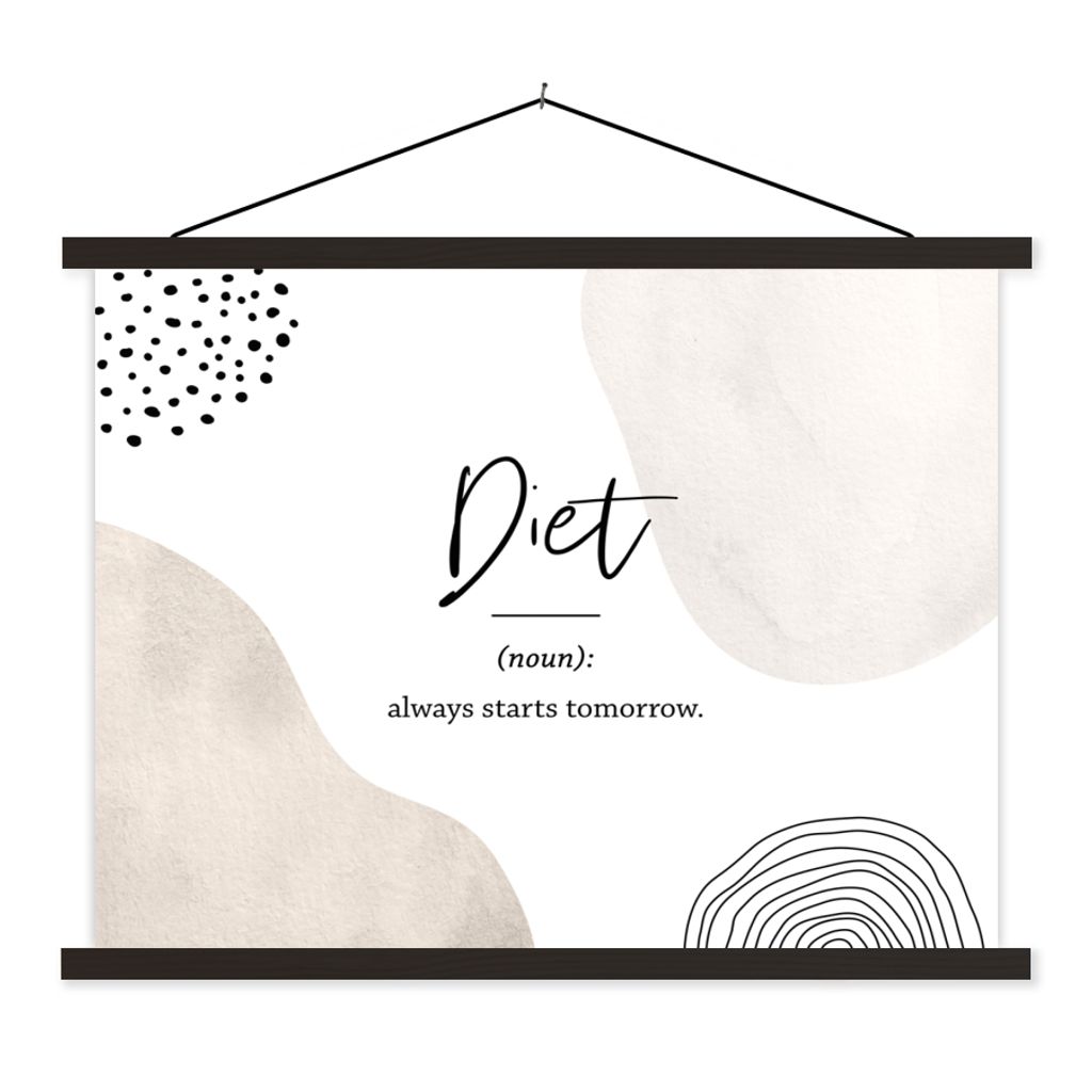 MuchoWow Textilposter Diät - Sprichwörter - Wörterbuch - Zitate - Definition der Diät 40x30 cm mit schwarzem Rahmen - Dekorationen