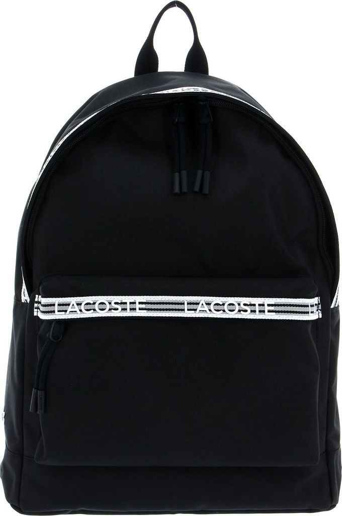 LACOSTE Freizeitrucksack Rucksack mit Laptopfach Neocroc Seasonal Backpack Noir Blanc schwarz