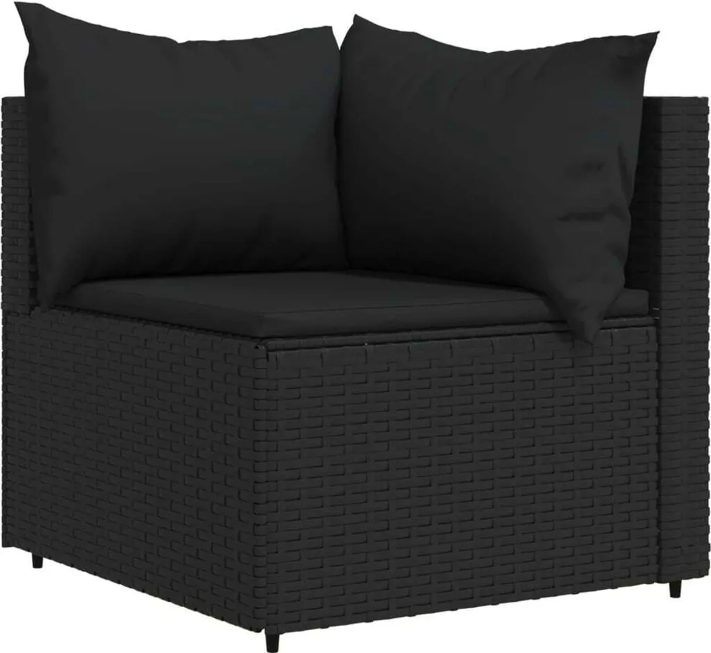 Set Divano da Esterno in Poly Rattan Nero - Alta Resistenza e Comfort