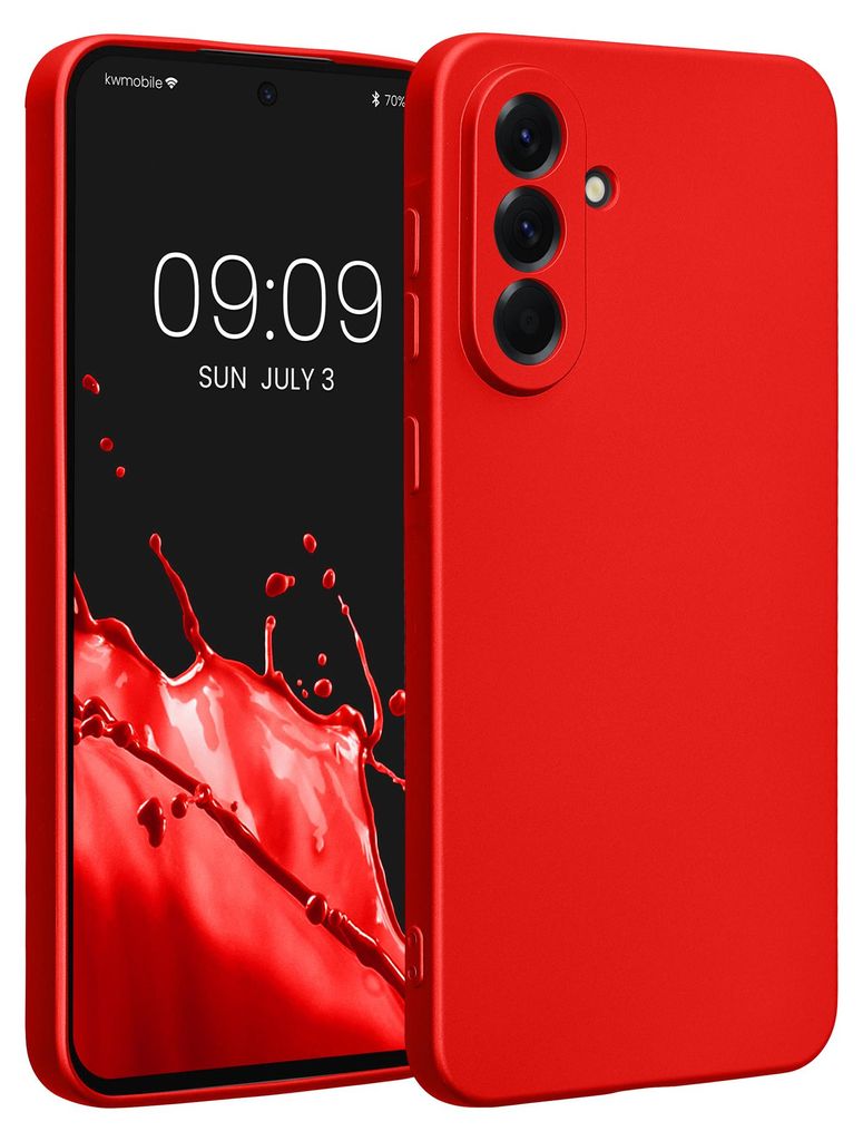 kwmobile Handyhülle für Samsung Galaxy A56 5G Hülle - weiche Silikon Case metallisch schimmernd - Schutzhülle Cover - Metallic Dunkelrot