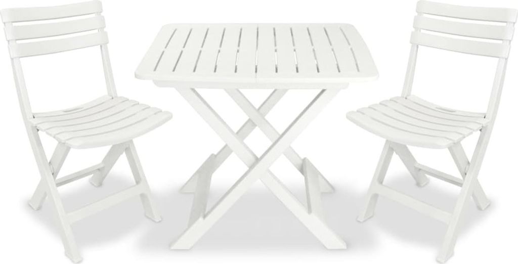 Best Möbelset, 3-tlg. Bistro-Set Klappbar Kunststoff Weiß 79x72x70cm HoheQualität