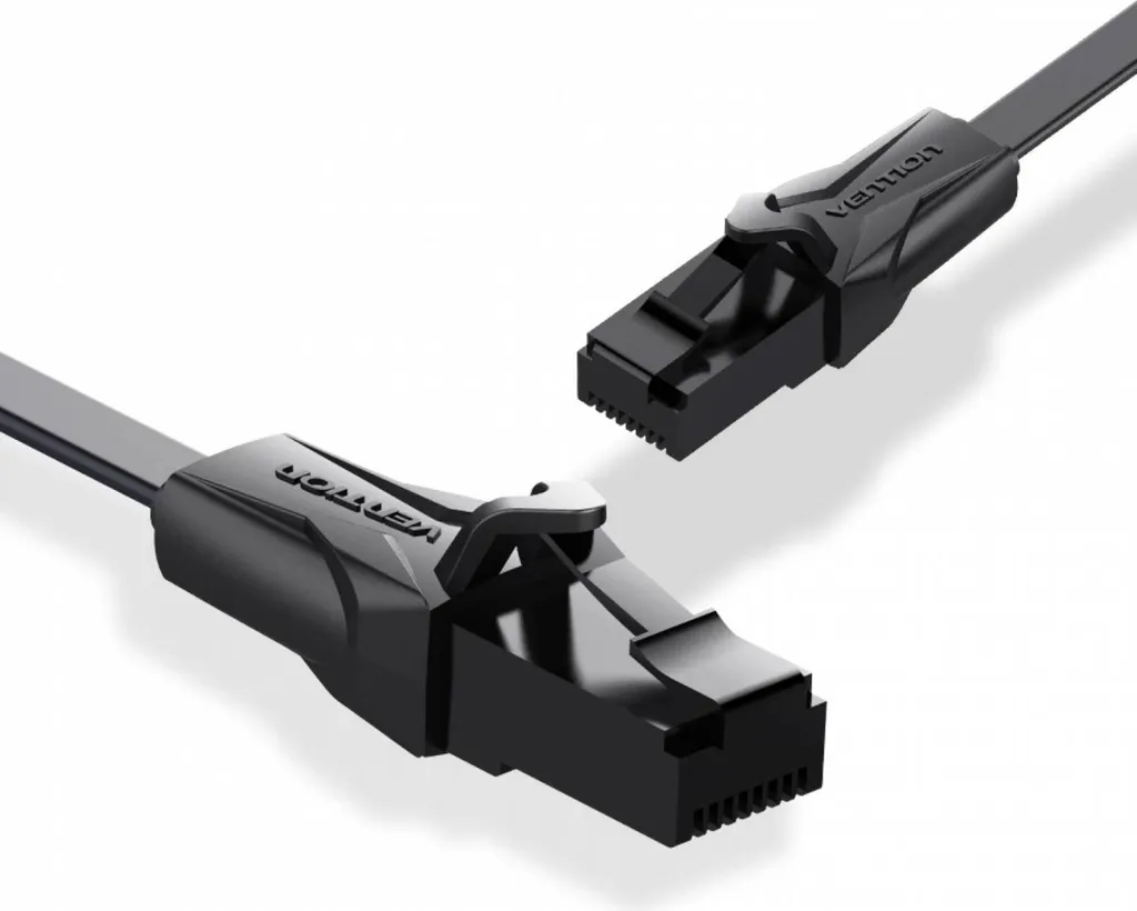 Câble Ethernet Plat 8m Noir Cat6 pour Discrétion Totale sous les Portes