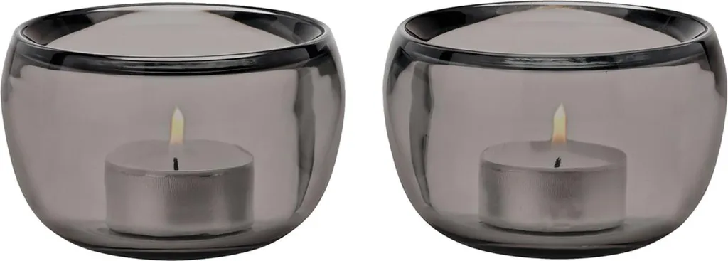 Stelton ORA Porte-bougie à chauffe-plat smoke 2 pièces design scandinave