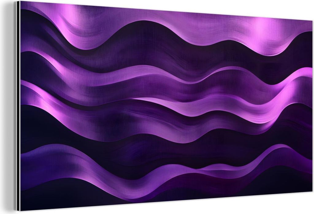 MuchoWow Wanddekoration Metall Metallbild Wandkunst 120x60 cm Wellen - Abstrakt - Lila MuchoWow Aluminium Gemälde - Metalbilder