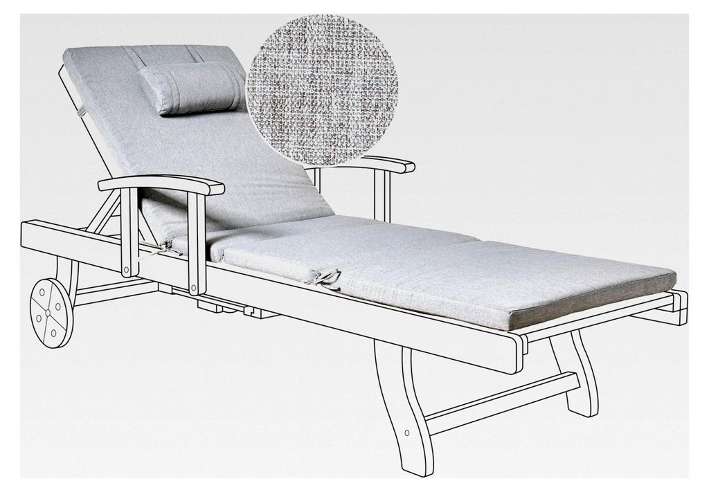 Polsterauflage für Gartenliege grau meliert 189 x 58 cm mit Kopfkissen