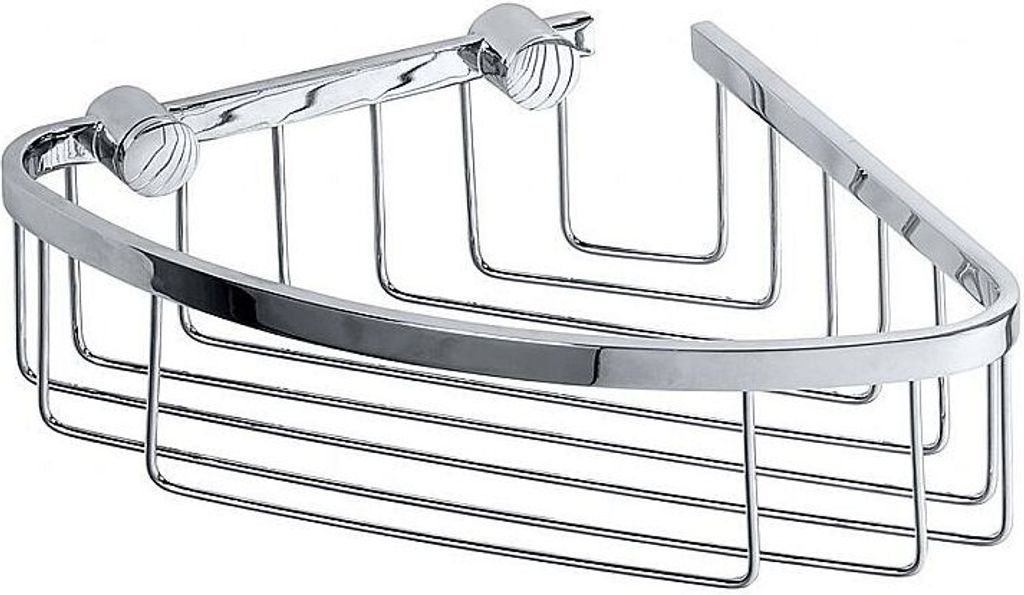BYTRO Eckseifenkorb Messing Chrom poliert 185x260x70 mm für Bad & WC >> zum Bohren