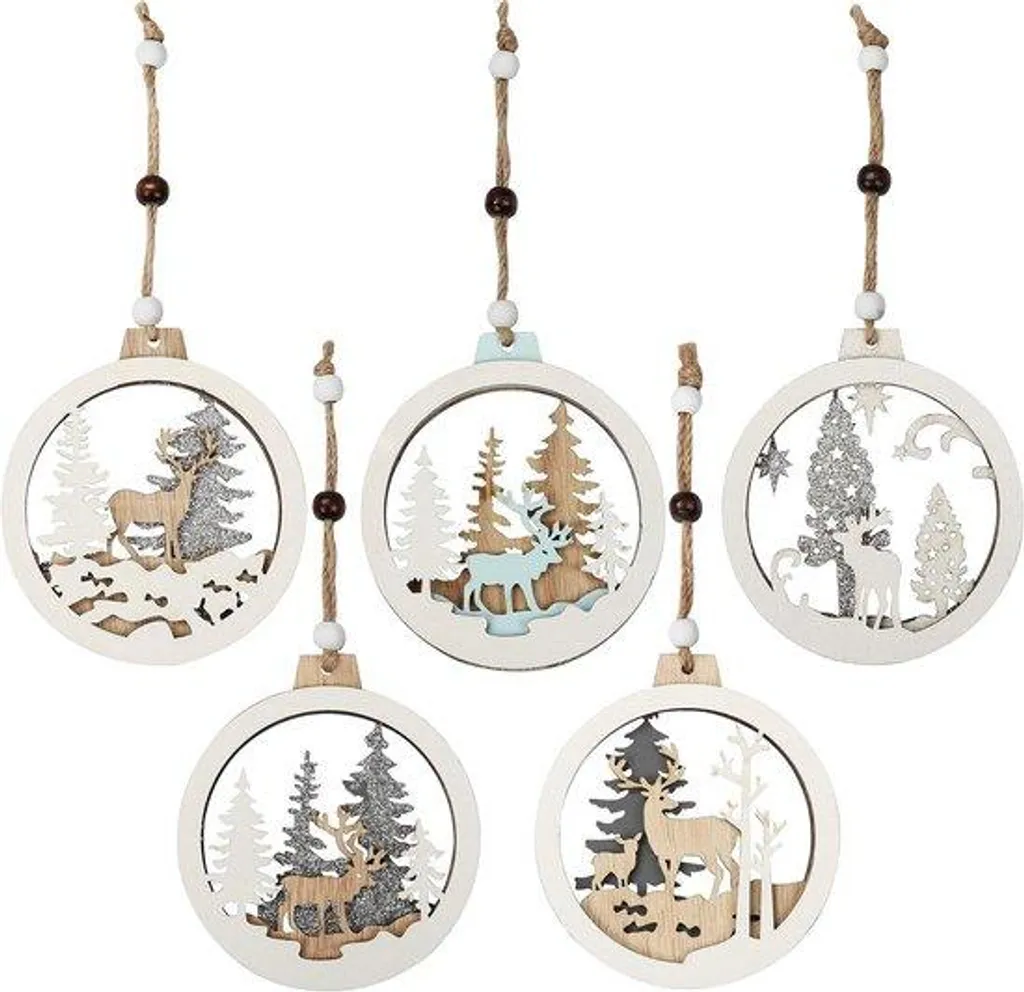 Décorations de Noël en bois incassables et naturelles pour sapin familial
