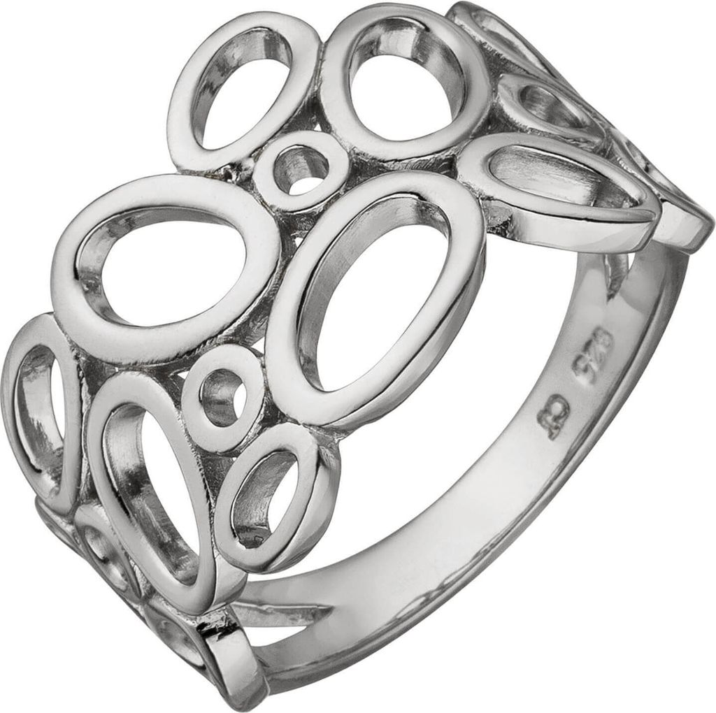 Ring Damenring mit "O" Muster aus 925 Silber rhodiniert Produktbild 