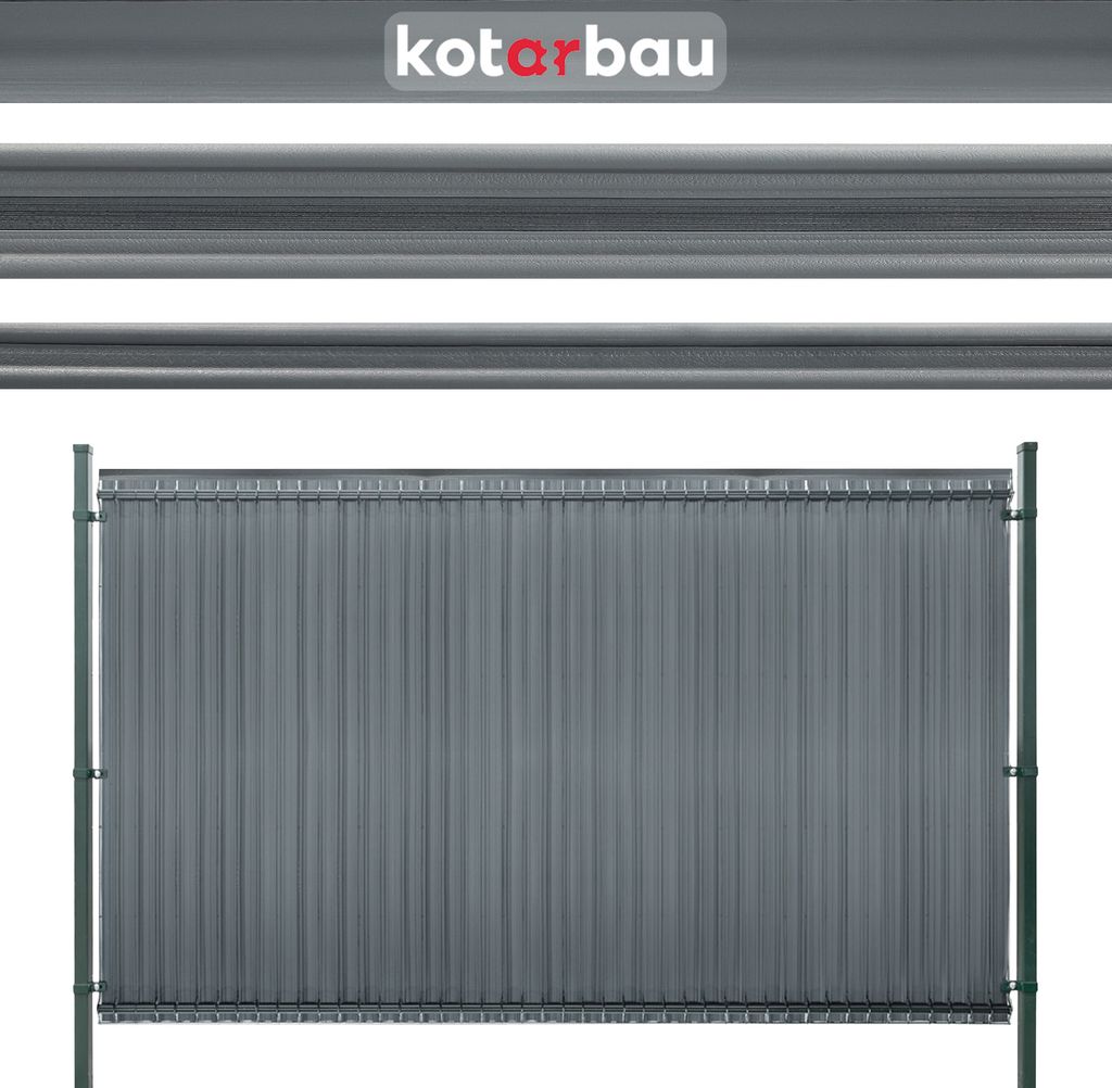 KOTARBAU Sichtschutz für vertikale Paneele 123 x 125 cm Dunkelgrau PVC Zaunlatten für Paneele Sichtschutzzaun Schichtschutzleisten für Zaunpan...