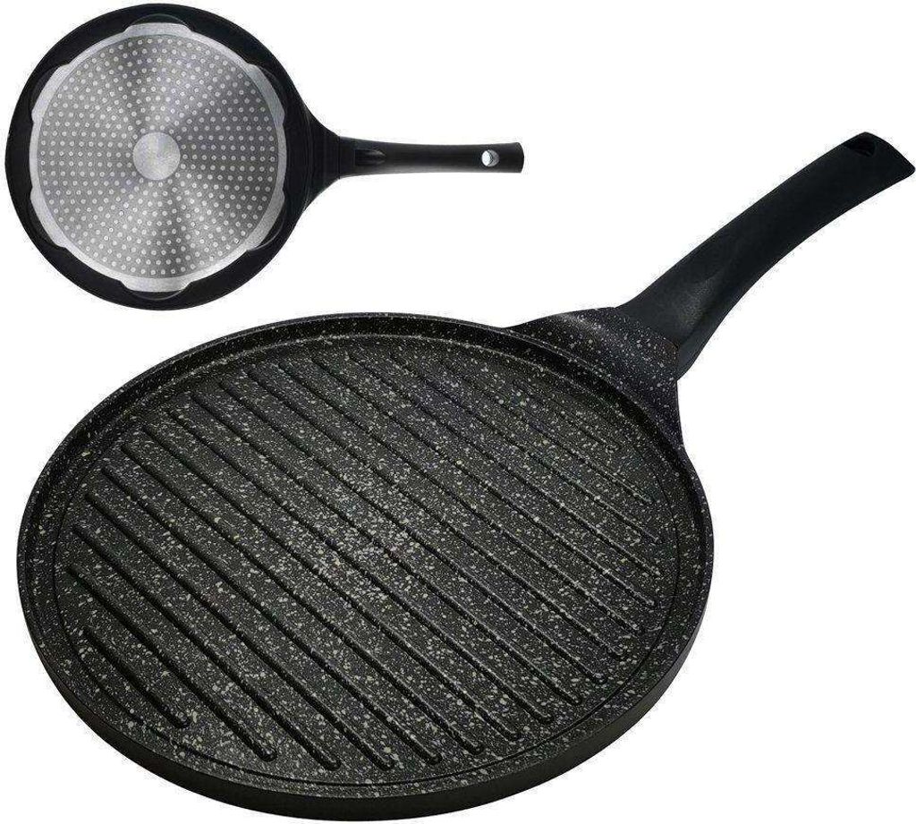 ORION Grillpfanne Grill Pfanne Antihaftbeschichtete Gas Induktion Ø 27 cm GRANIT