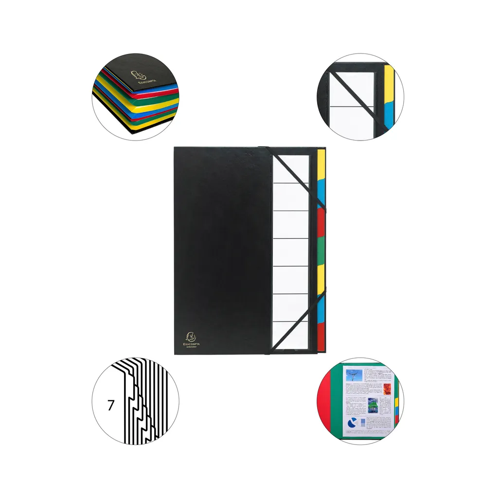 Trieur 7 Compartiments à Dos Extensible Noir Exacompta - Pack de 6 ex - 4