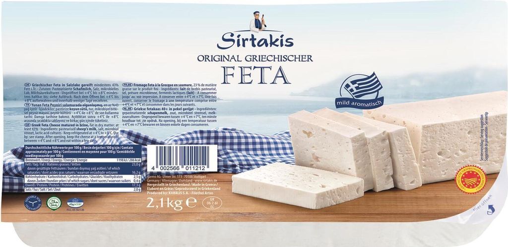 Sirtakis Feta 2x 2,1kg Schafkäse Schafskäse Salzlake 43% Produktbild 