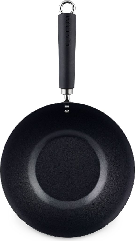 Ken Hom Excellence, Rund, Wok-/Bratpfanne, Schwarz, Kohlenstoffstahl, 1,5 mm, Keramik, Gas, Halogen, Induktion