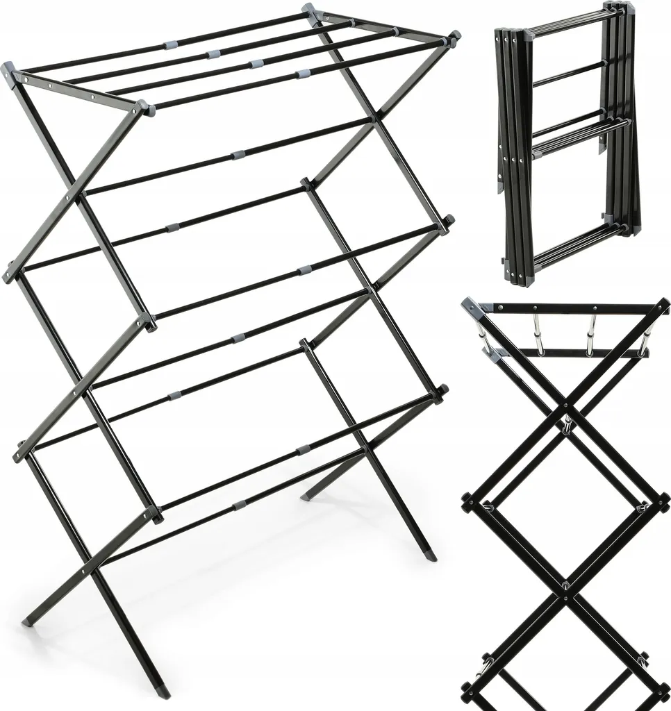 Séchoir à linge extensible en accordéon KADAX robuste 104,5 cm haut