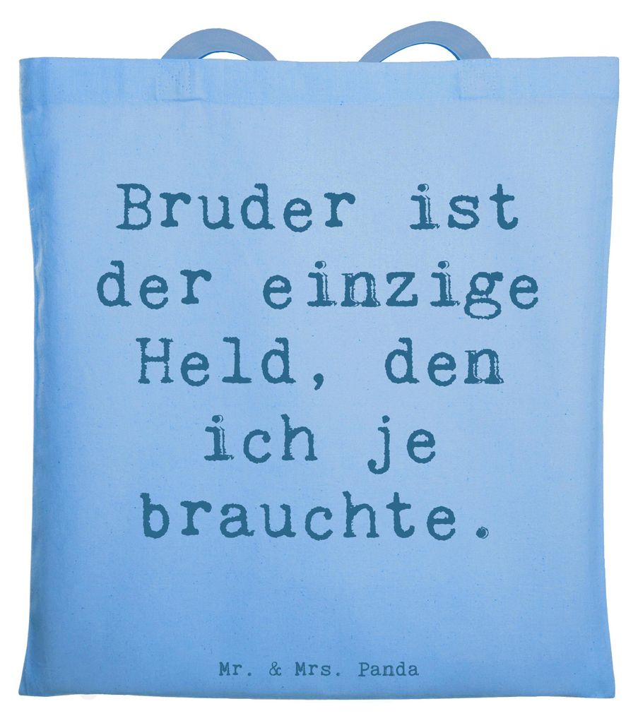 Mr. & Mrs. Panda Tote Bag Spruch Bruder Held - Sky Blue - Geschenk, Kleiner, Unterstützung, Laptoptasche, Tapferkeit, Großer, Tasche, Geschwister...