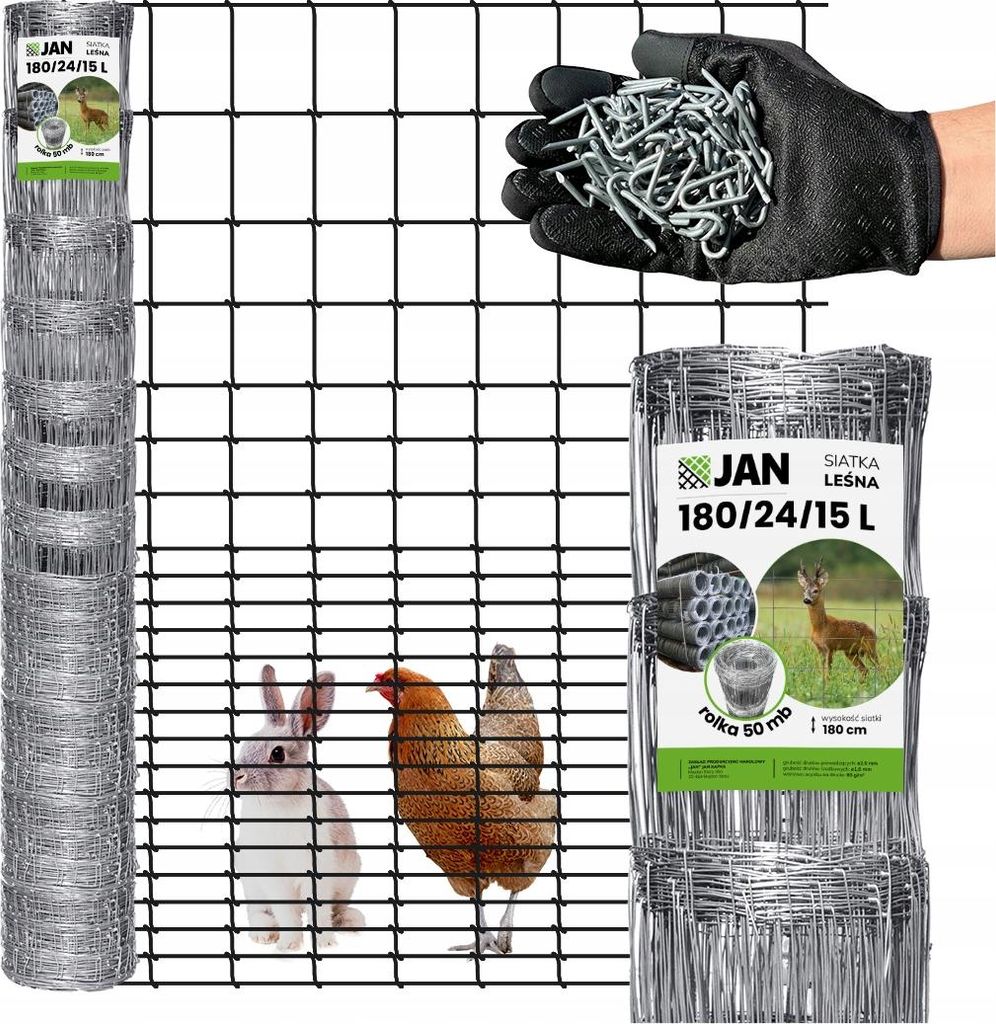 Wildzaun - Forstzaun - Knotengeflecht - 180/24/15 L - 50 M Produktbild 