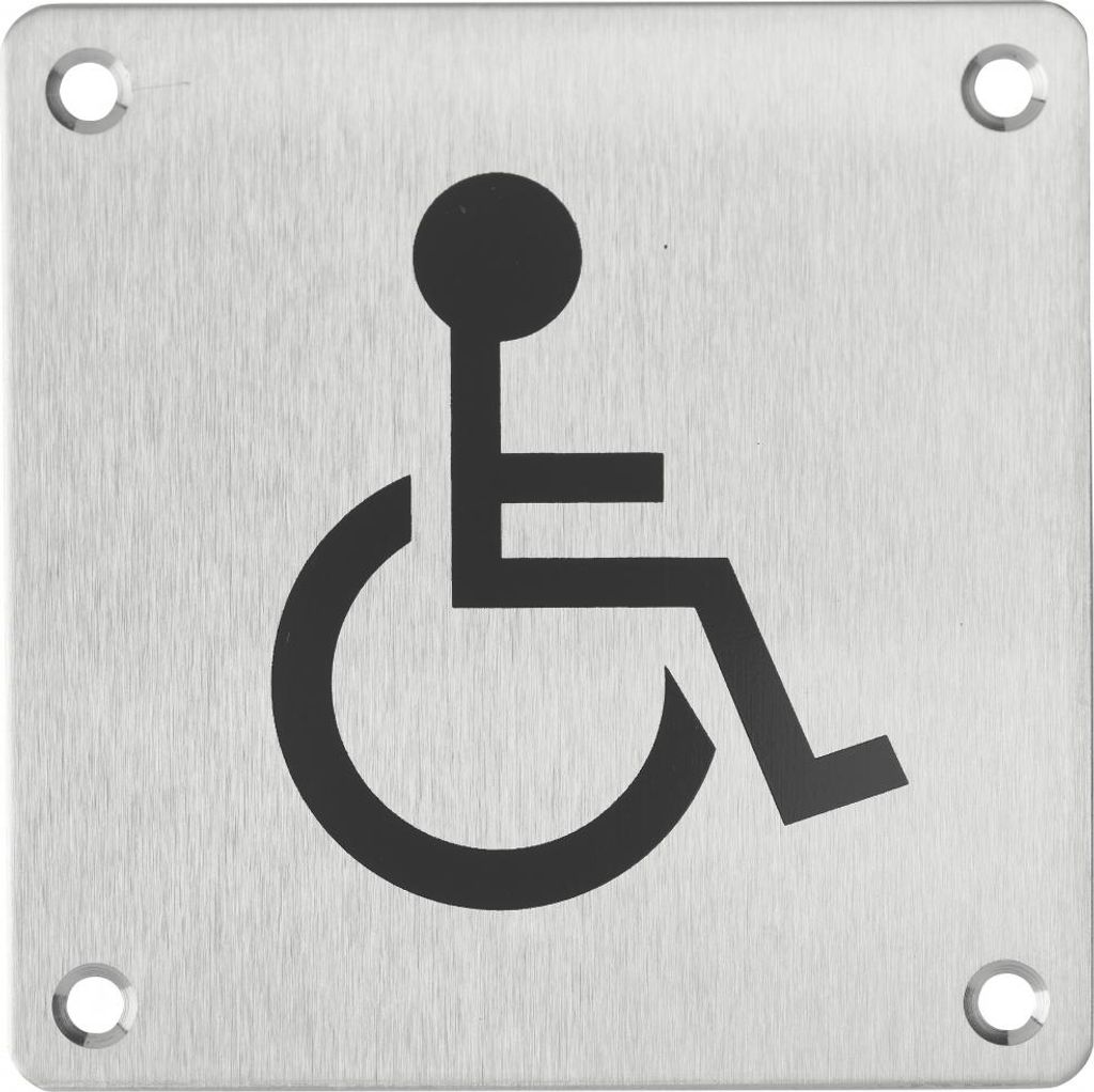 Plaque de signalisation WC Handicapé , à visser, inox Image du produit 