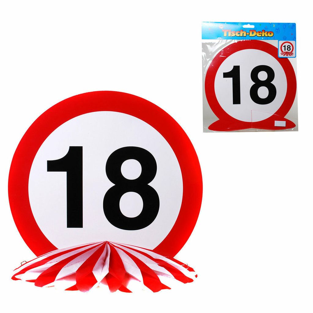 1Tischaufsteller für den 18.Geburtstag Pappe / PapierTischaufsteller Schild: 25,5 cm Ø