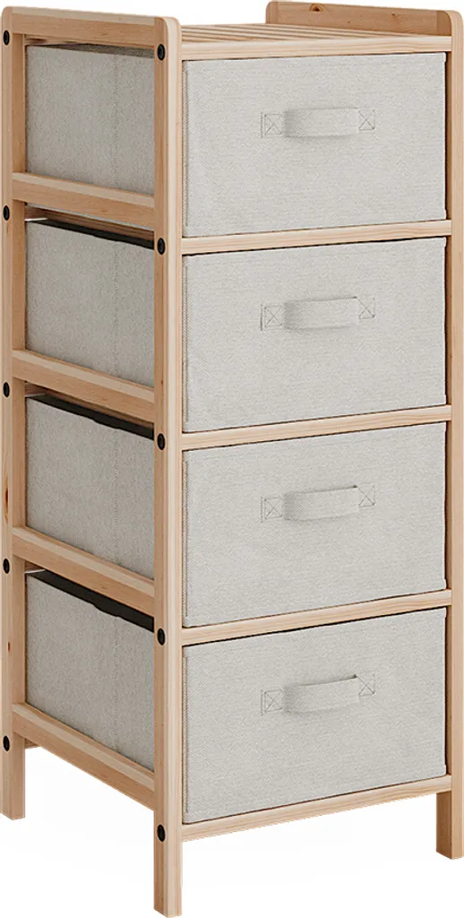 Armoire Salle de Bain 4 Tiroirs Tissu Beige 34,5x86cm Vicco Bruno