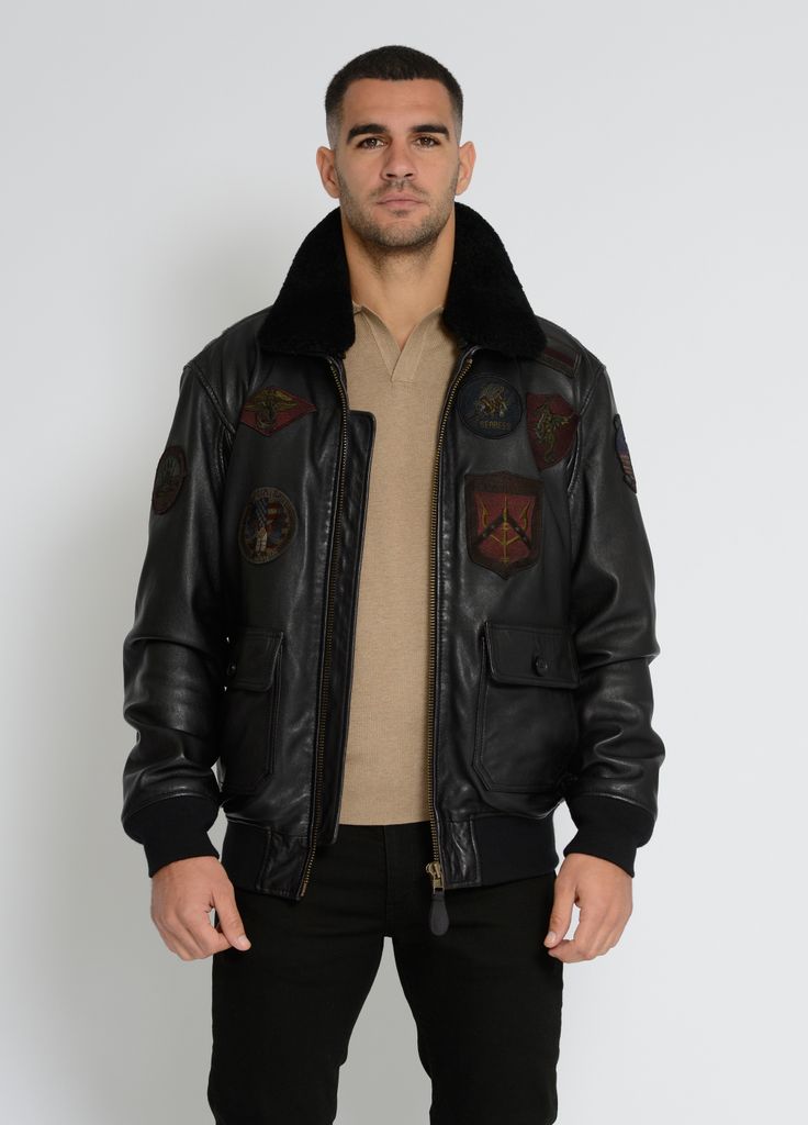 Top Gun Lederjacke TG2023004 Herren black 3XL