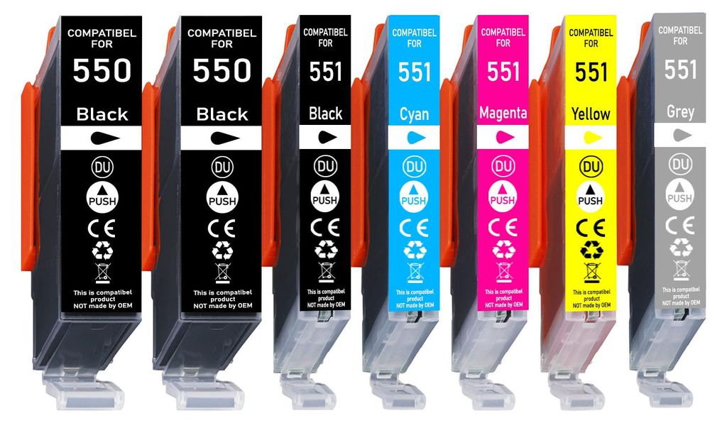 7er Pack Druckerpatronen PGI-550 CLI-551 kompatibel mit Canon MG7100