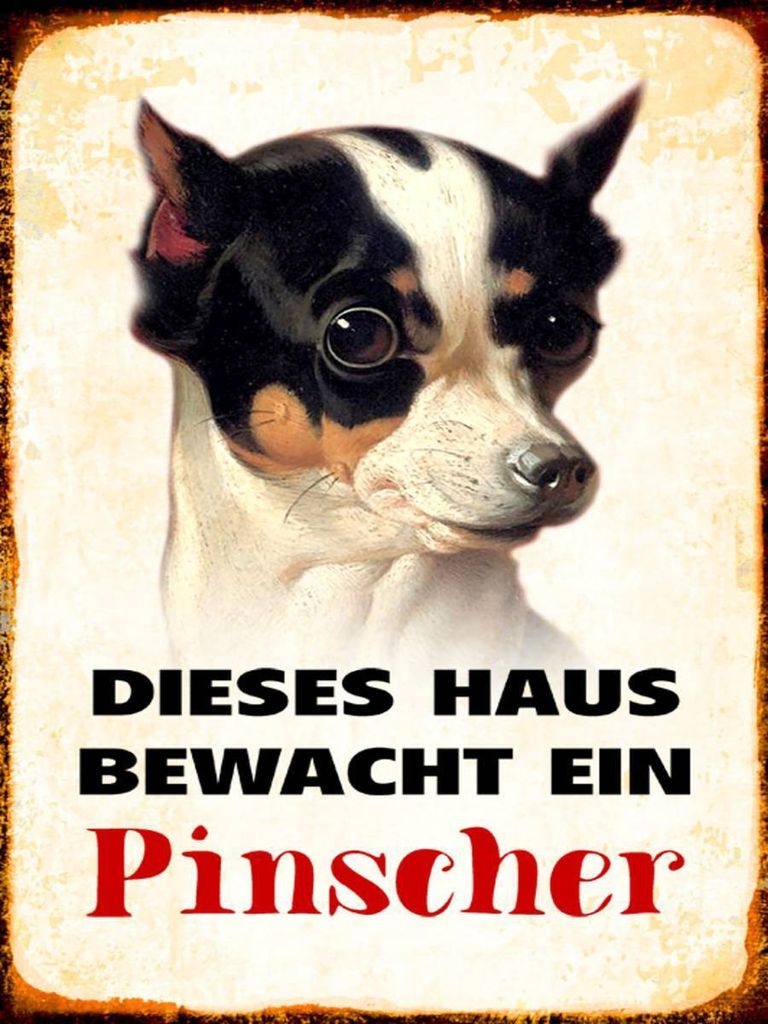 vianmo Holzschild 40x30 cm Hund dieses Haus bewacht ein Pinscher