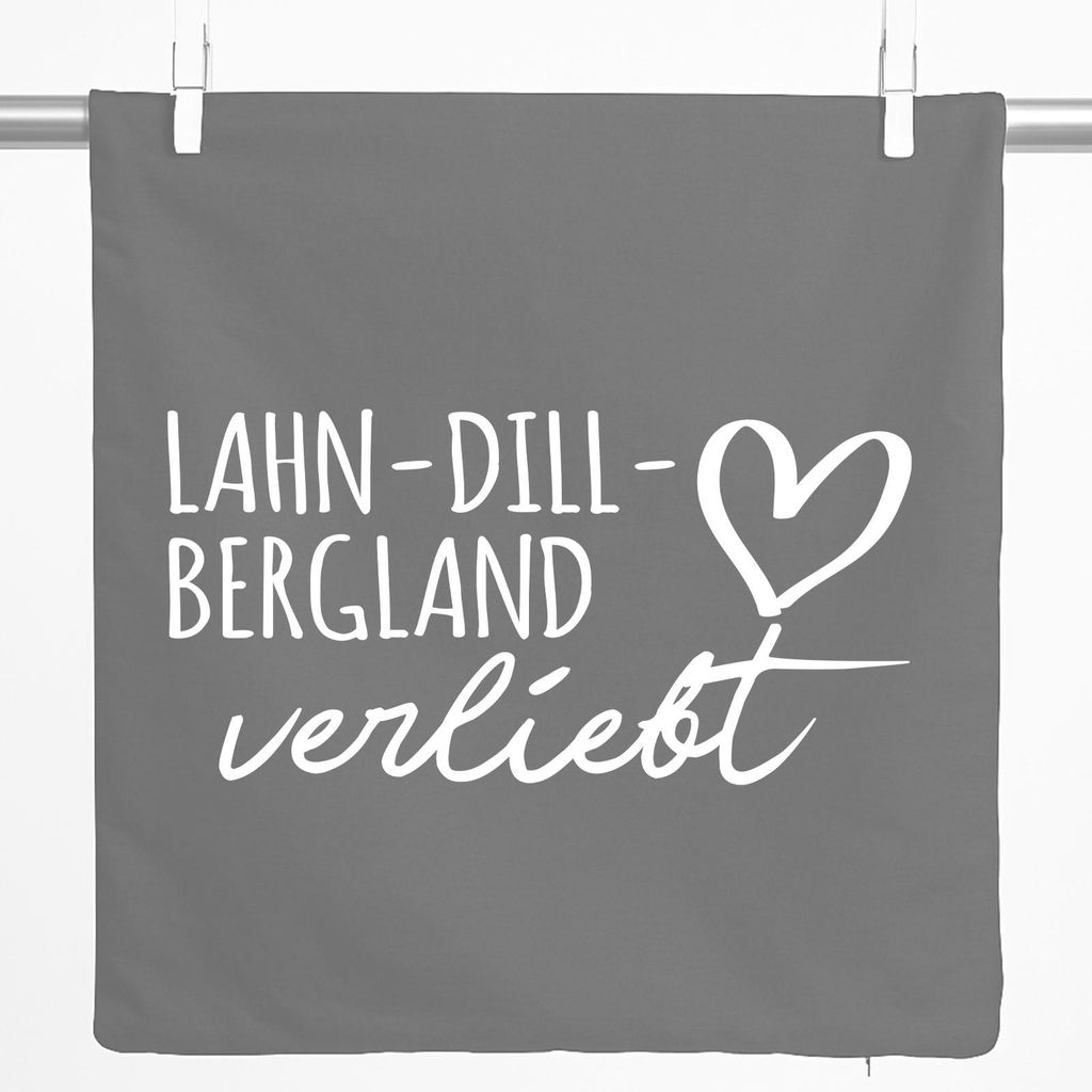 Huuraa Kissenbezug Lahn-Dill-Bergland verliebt 40x40cm Steel Grey Baumwolle Dekokissenbezug Geschenkidee