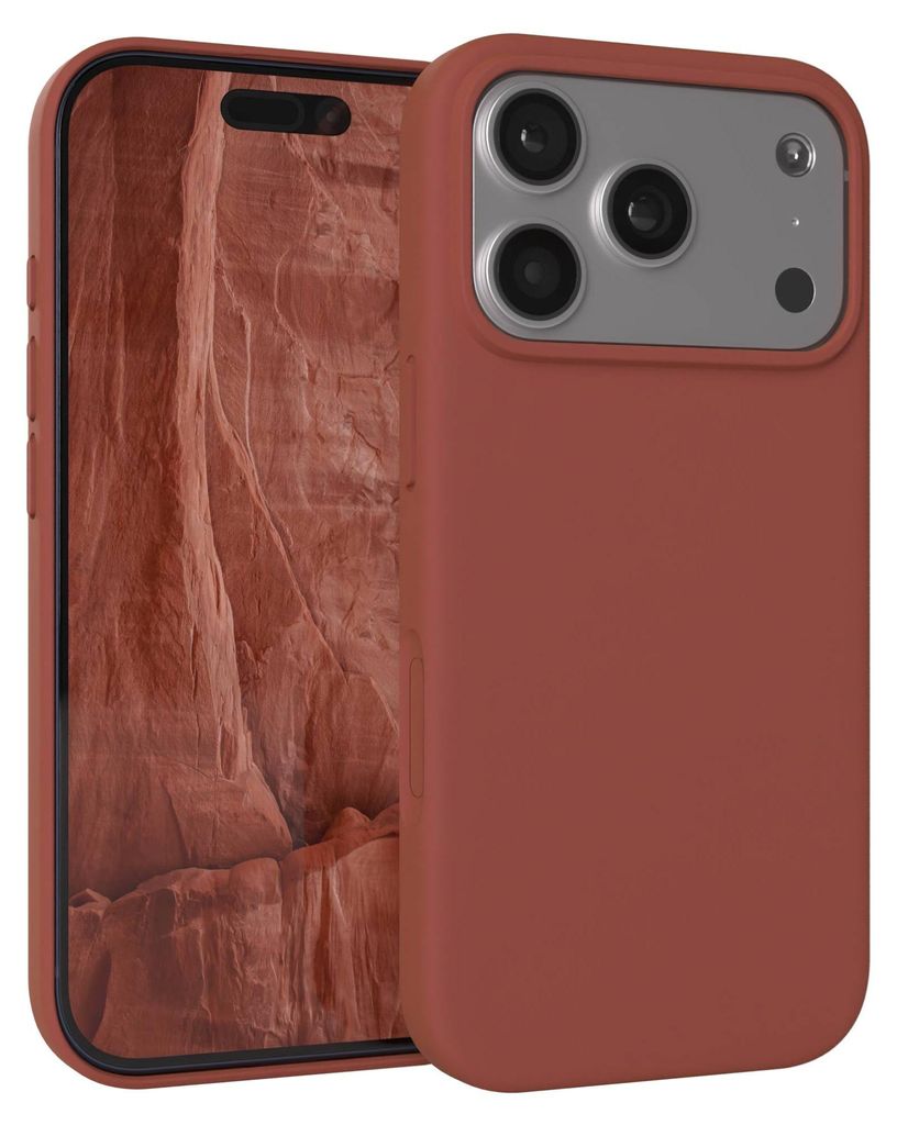 EAZY CASE Silikonhülle für Apple iPhone 17 Pro, Silikon Backcover Schutz in Braun