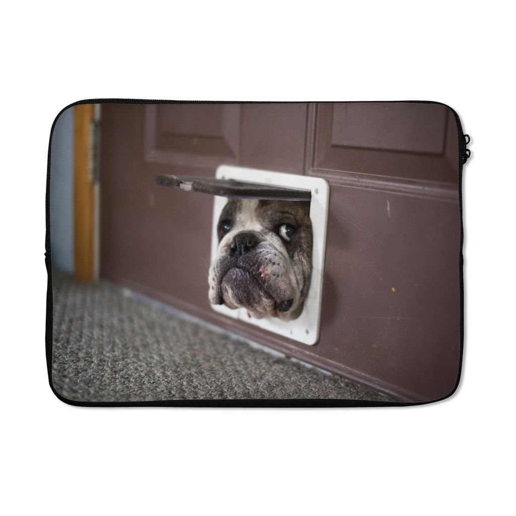 MuchoWow Laptop Hülle 13 Zoll Hund - Lustig - Katzenklappe - Kinder - Jungen - Mädchen - Kinder Laptoptasche - Laptophülle - Sleeve - Rundumsc...