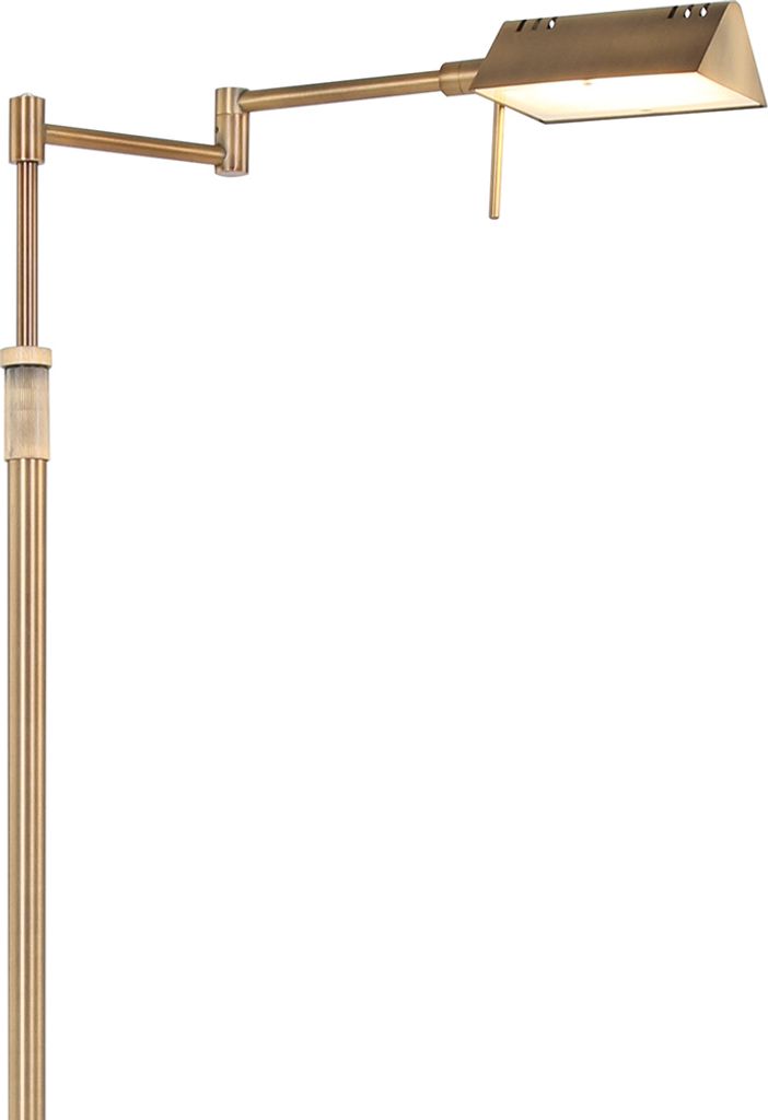 A floor lamp with an adjustable arm and a rectangular light fixture.