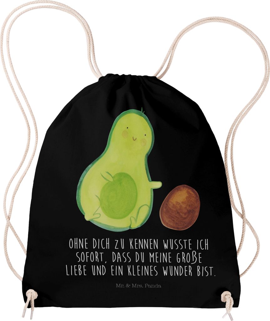 Mr. & Mrs. Panda Stoffbeutel Avocado Kern rollt - Schwarz - Geschenk, Rucksackbeutel, Avocados, festival tasche, Geburtstag, Kleiner Rucksack, Schw...