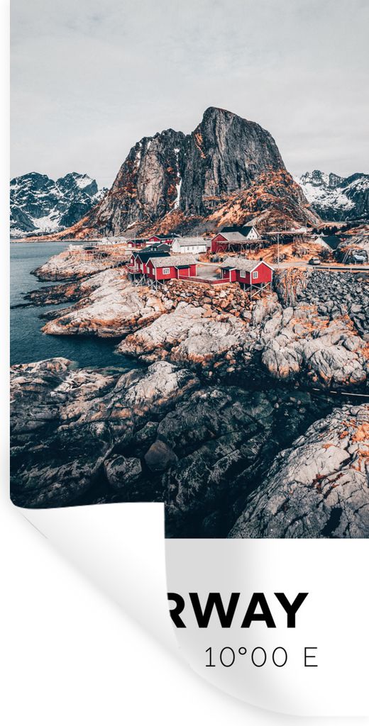 MuchoWow Wandtattoo Wandsticker Wandaufkleber Norwegen - Wasser - Bergen 60x120 cm Selbstklebend und Repositionierbar - Selbstklebend - Fototapeten