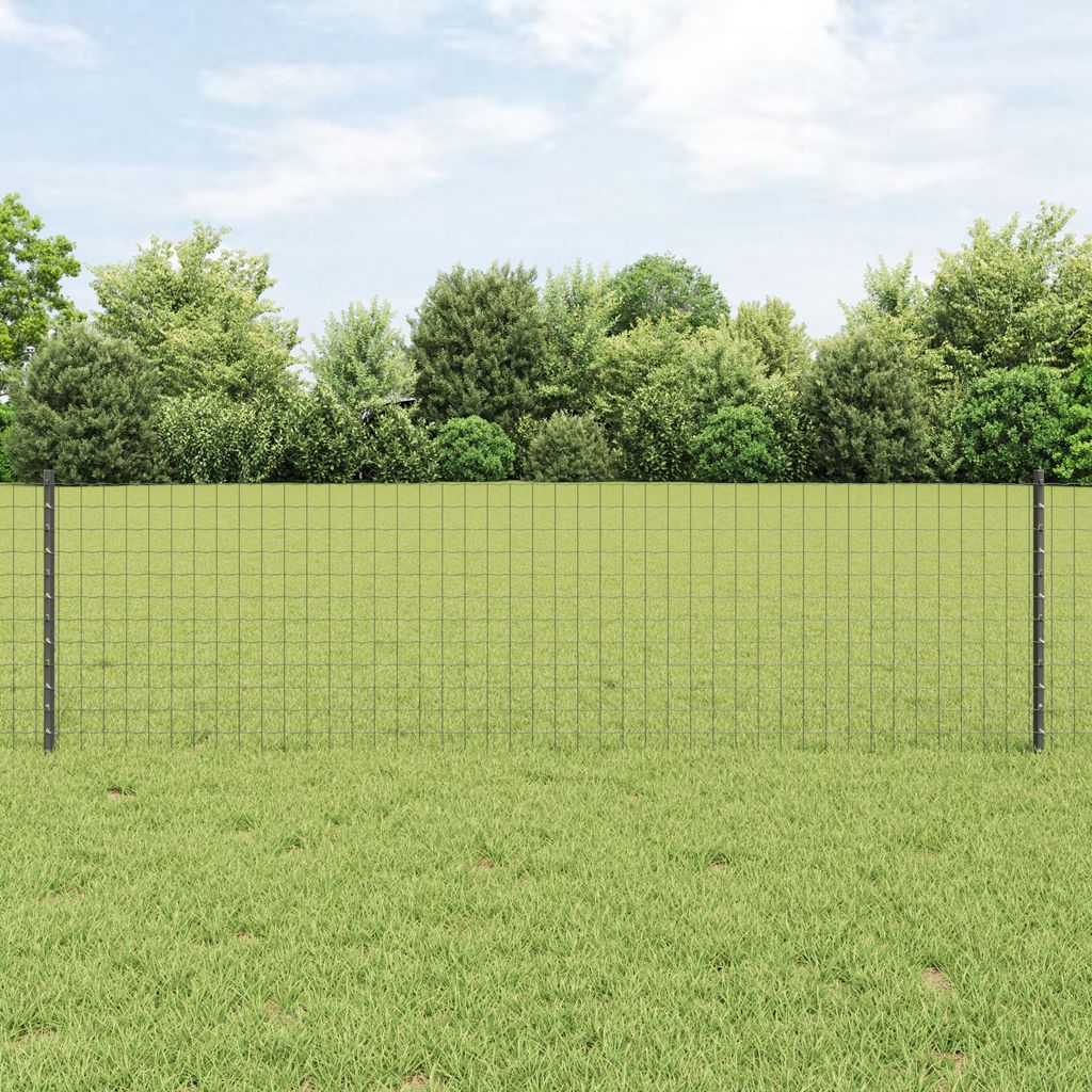 Desgin Eurozaun mit 22 U-Pfosten Grau 0,6x50 m Stahl - Zaunzubehör 3336120