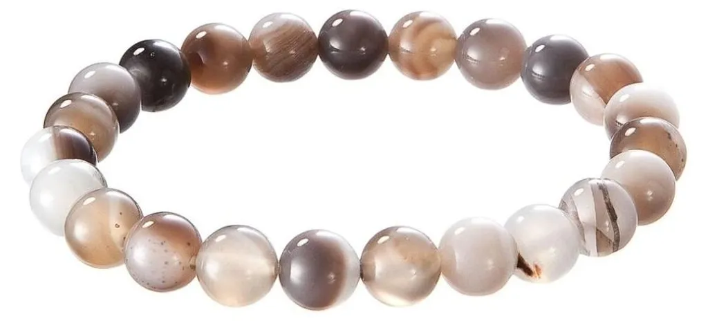 Bracelet perles agate brune 43056.3 - Teintes naturelles et polissage