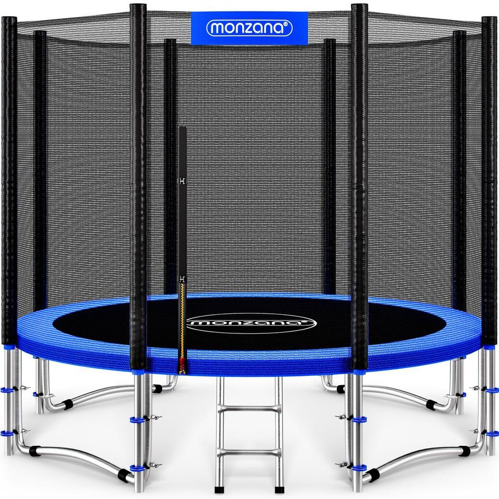 MONZANA Trampolin Ø 305 cm SÜD GS zertifiziert Komplettset mit Sicherheitsnetz, Leiter, Randabdeckung & Zubehör - Kindertrampolin Gartentrampolin