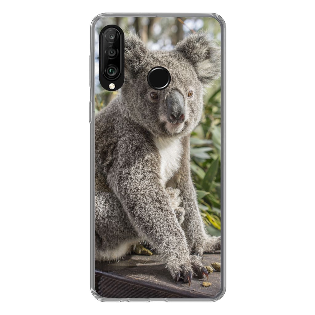 MuchoWow Handyhülle Schutzhülle Hülle für Huawei P30 Lite Koala - Holz - Pflanzen - Kinder - Jungen - Mädchen Silikon Softcase Handy Hülle ...