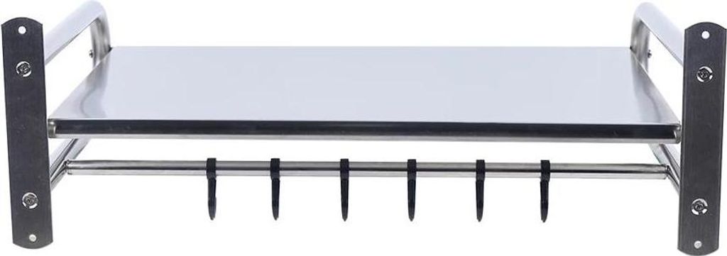 Mikrowellenregal - Wandhalterung - Edelstahl - Verschleiß- und hitzebeständig - 1 Ebene - Tragkraft 30 kg - 48×38×2 cm - Silber