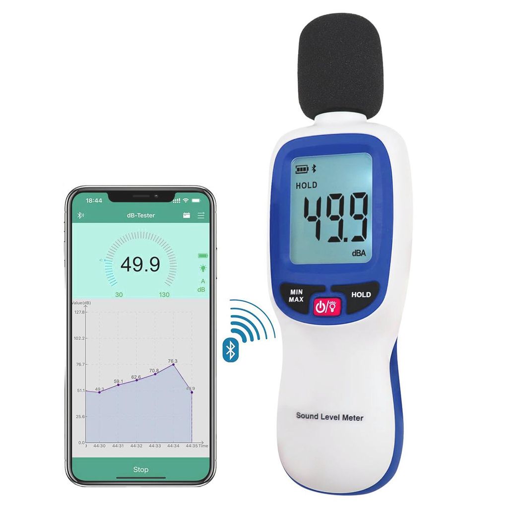 Tragbarer Bluetooth-Schallpegelmesser 30–130 dBA, Produktbild 