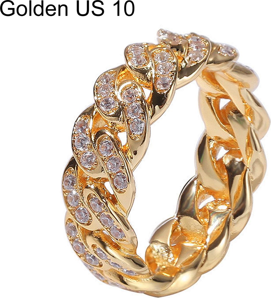 Mode Twisted Ring Kreativer Schmuck Ring Zirkonia Legierung Fingerring als Geschenk-Golden,US 10