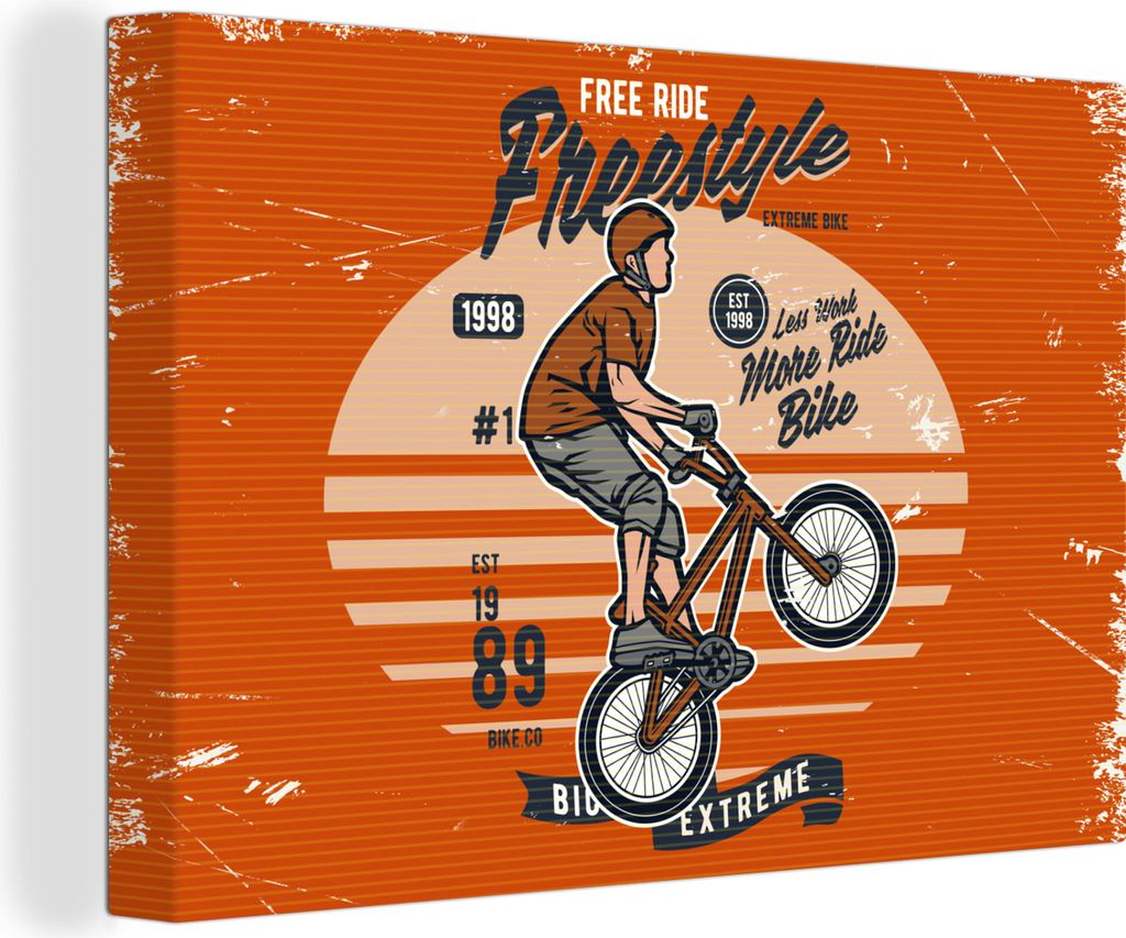 OneMillionCanvasses - Leinwandbilder - 150x100 cm, Mann - Fahrrad - Retro, Wandbilder Kunstdruck Wanddekoration