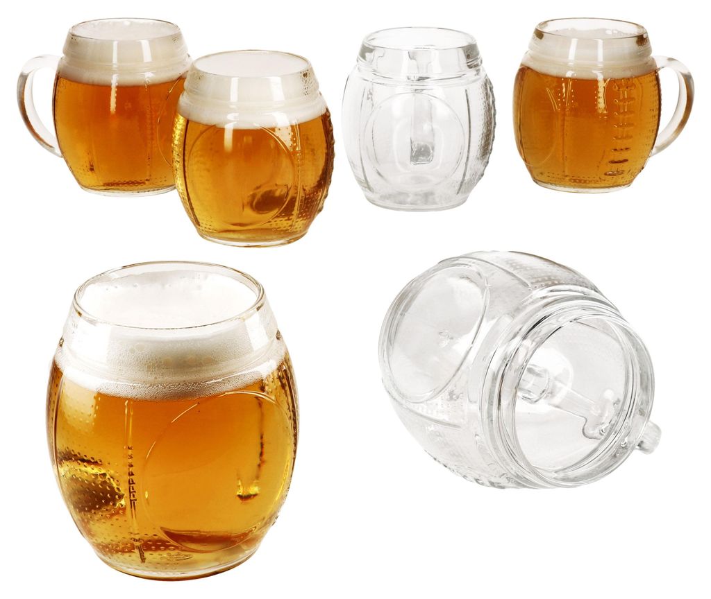 6x Football Biergläser 0,5L geeicht Pille-Relief 6 Personen Produktbild 