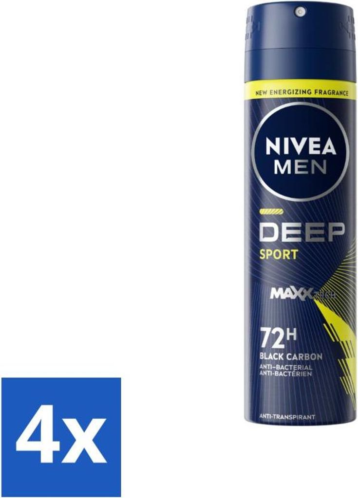 NIVEA MEN - Deodorant Spray - Deep Sport - 150 ml - Vorteilspack - 4 Stücke