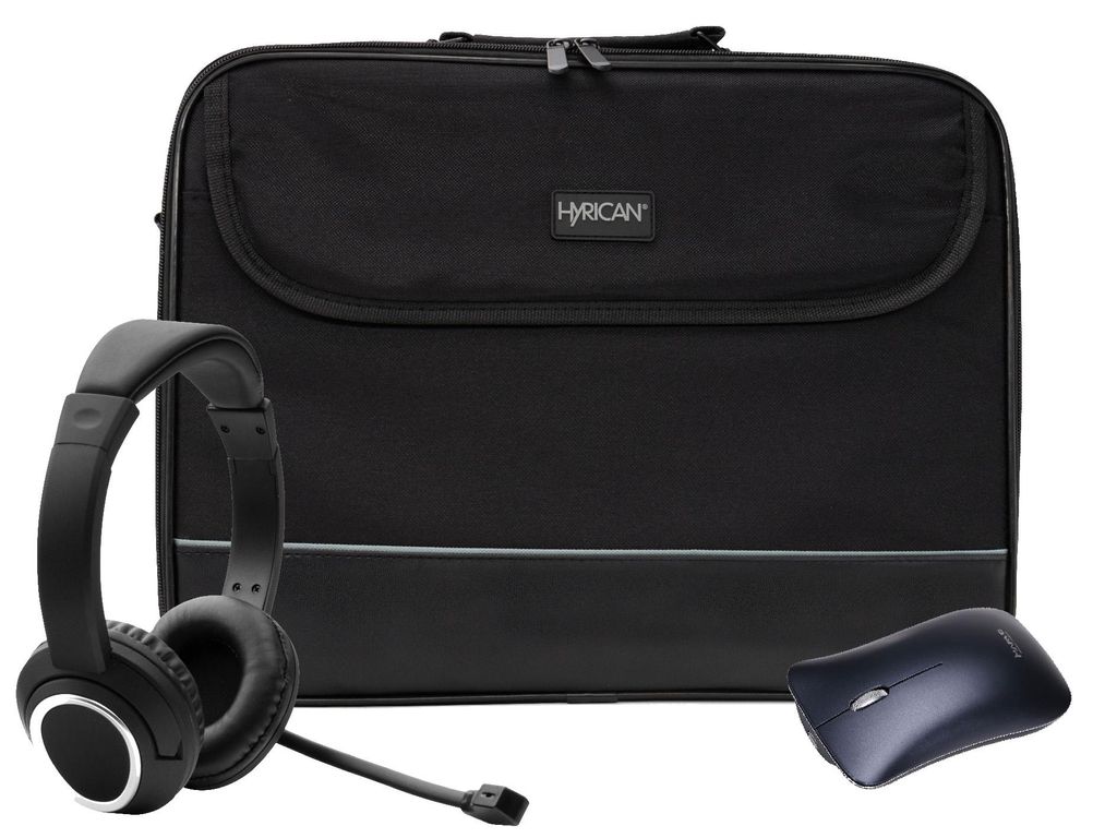 Hyrican Notebook Tragetasche Set 15,6" schwarz, ST-GH577 Office Headset + MARVO DWM102BK kabellose Wireless Maus