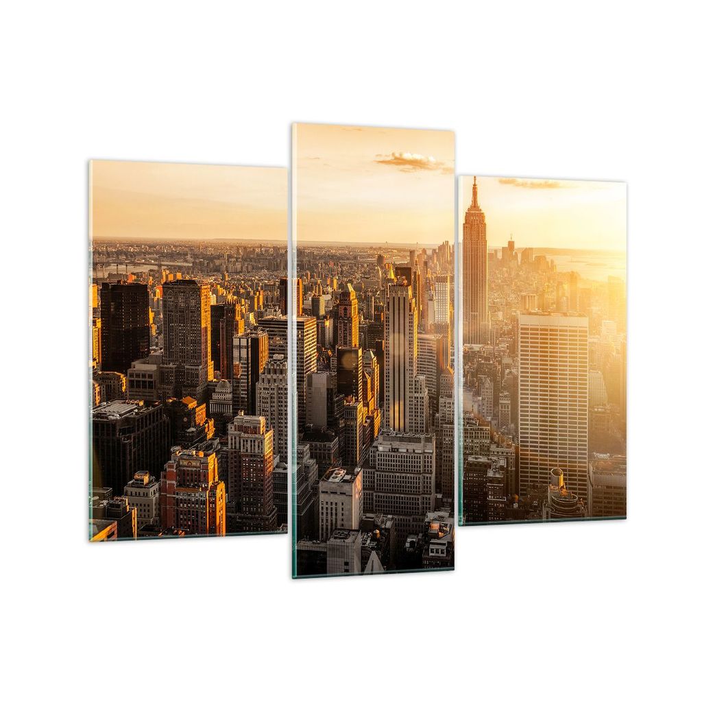 Bilder auf glas - New York Wolkenkratzer Manhattan - 130x100cm - Glasbilder - Wandbilder - Kunstdruck - Wanddekoration aus Glas - Glas Bilder - Wan...