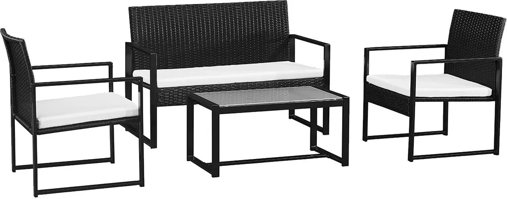 Mobilier de jardin robuste 4 places MAJORQUE résine noire sans entretien