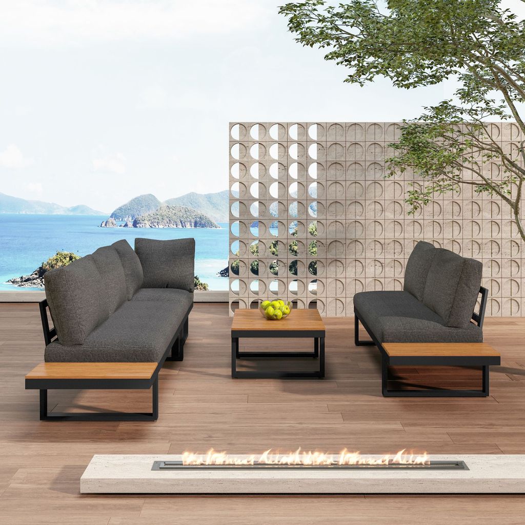 Merax Gartenmöbelset Ecklounge mit Kissen und Produktbild 3